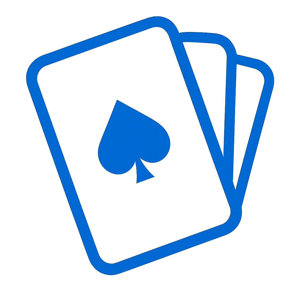 Blue Icon of Playing Cards featuring a spade 